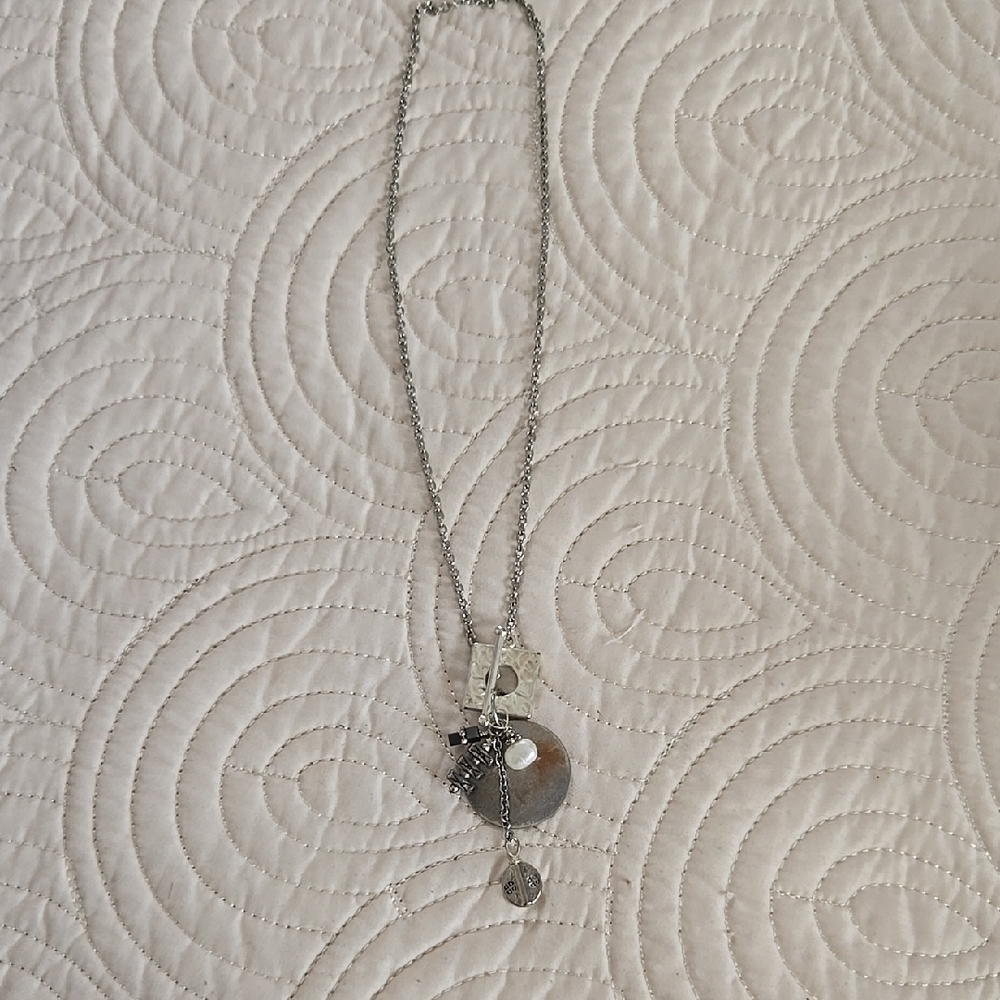Silver Tone Front Toggle Necklace - image 1